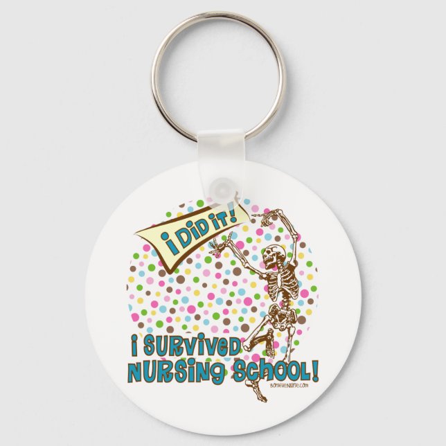 Dancing Skeleton Nursing School Survivor Key Ring (Front)