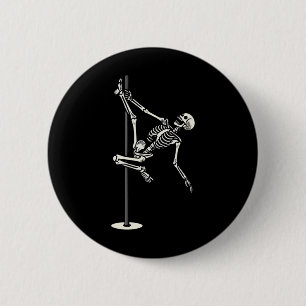 Dancing Skeleton On Pole Funny Halloween 6 Cm Round Badge