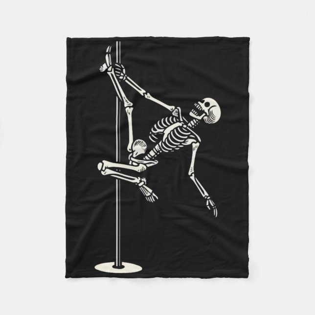 Dancing Skeleton On Pole Funny Halloween  Fleece Blanket (Front)