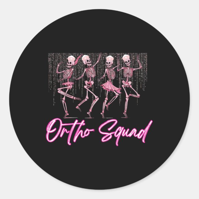 Dancing Skeleton Ortho Squad Orthopaedic Valentine Classic Round Sticker (Front)