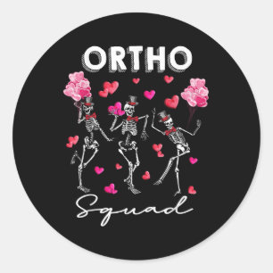 Dancing Skeleton Ortho Squad Orthopaedic Valentine Classic Round Sticker