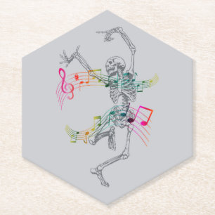 dancing skeleton paper coaster