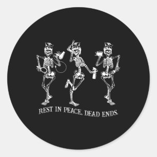 Dancing Skeleton Peace Dead Ends Hairstylist Hallo Classic Round Sticker