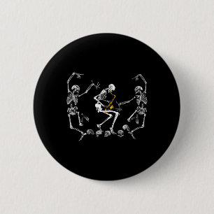 Dancing Skeleton Playing Saxophone Halloween 6 Cm Round Badge