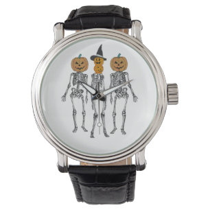 Dancing Skeleton Pumpkin Head Funny Halloween  Watch