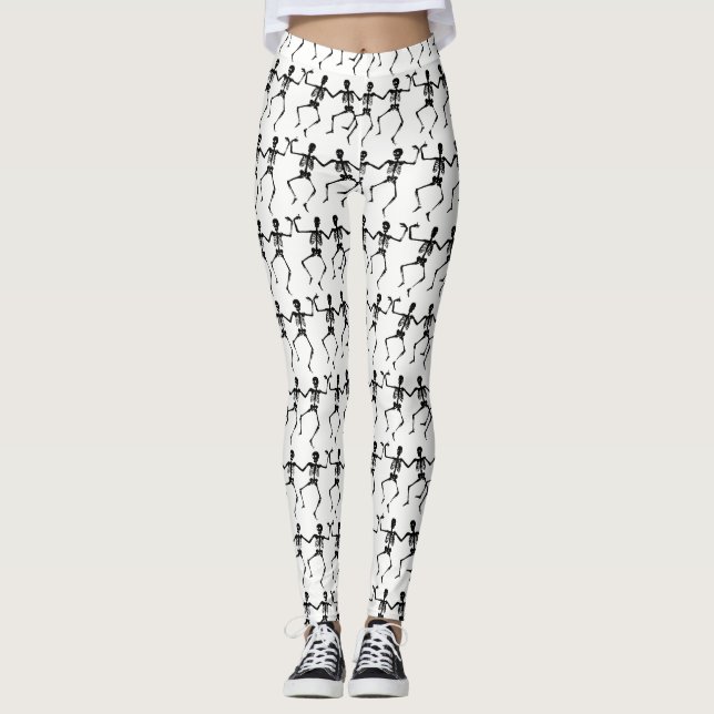 Dancing Skeleton Quartets Halloween Thunder_Cove Leggings (Front)