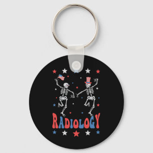 Dancing Skeleton Radiology X-ray Tech Patriotic 4t Key Ring