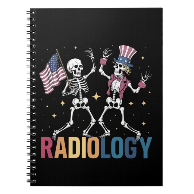 Dancing Skeleton Radiology X-ray Tech Patriotic  Notebook (Front)