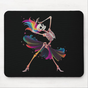 Dancing Skeleton Rainbow Ballerina Halloween Mouse Pad
