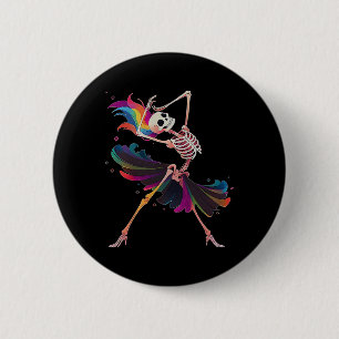 Dancing Skeleton Rainbow Llerina Halloween 6 Cm Round Badge