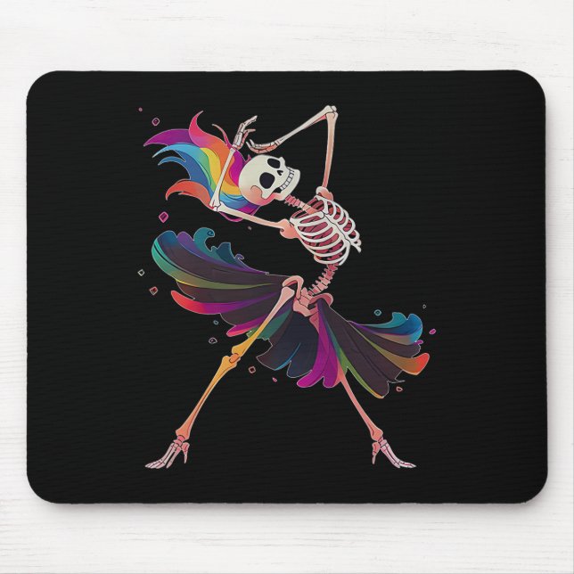 Dancing Skeleton Rainbow Llerina Halloween  Mouse Pad (Front)