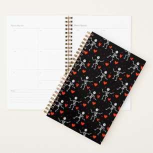Dancing Skeleton Red Hearts Love Funny Halloween Planner