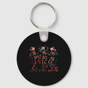 Dancing Skeleton Santa Xmas Light Christmas Key Ring