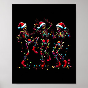 Dancing Skeleton Santa Xmas Light Christmas Poster