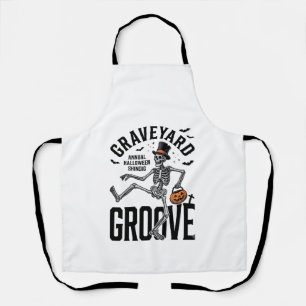 Dancing Skeleton Shirt with Pumpkin Vintage Hallow Apron