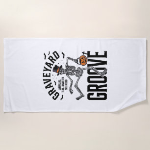 Dancing Skeleton Shirt with Pumpkin Vintage Hallow Beach Towel
