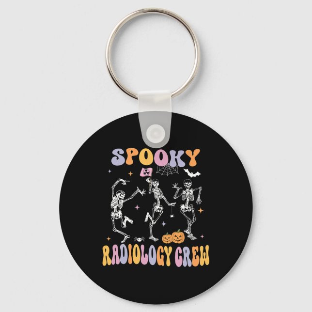 Dancing Skeleton Spooky Radiology Crew X-ray Tech  Key Ring (Front)