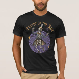 Dancing Skeleton Top Hat Halloween Rizz T-Shirt