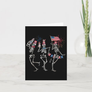 Dancing Skeleton Us Flag 4th Of July Fireworks Pat Card