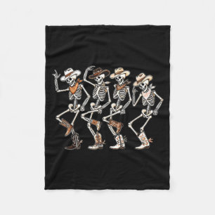 Dancing Skeleton Western Country Rodeo Halloween Fleece Blanket