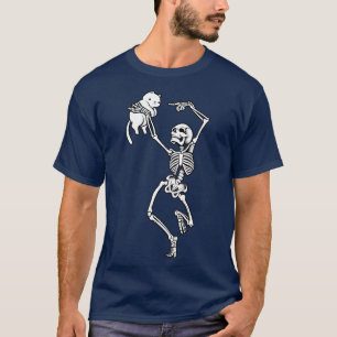 Dancing Skeleton With a Cat T-Shirt