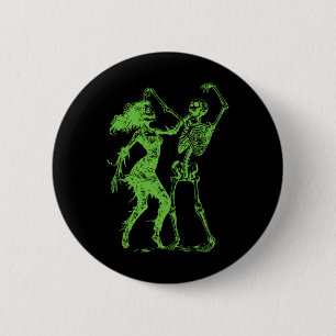 Dancing Skeleton With Female Zombie Green 6 Cm Round Badge