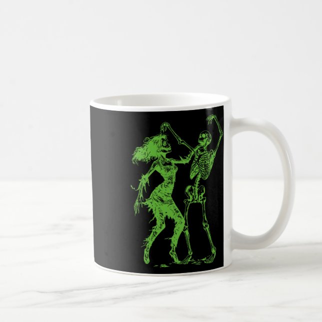 Dancing Skeleton With Female Zombie Green  Coffee Mug (Right)