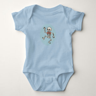 Dancing Skeleton with Polka‑Dot Bow Tie Baby Bodysuit