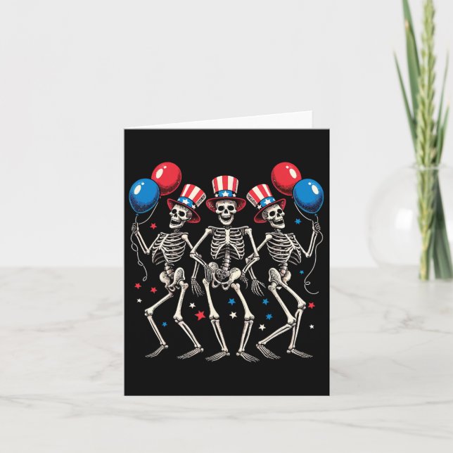 Dancing Skeletons 4th Of July Funny Independence D Card (Front)