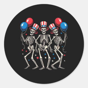 Dancing Skeletons 4th Of July Funny Independence D Classic Round Sticker