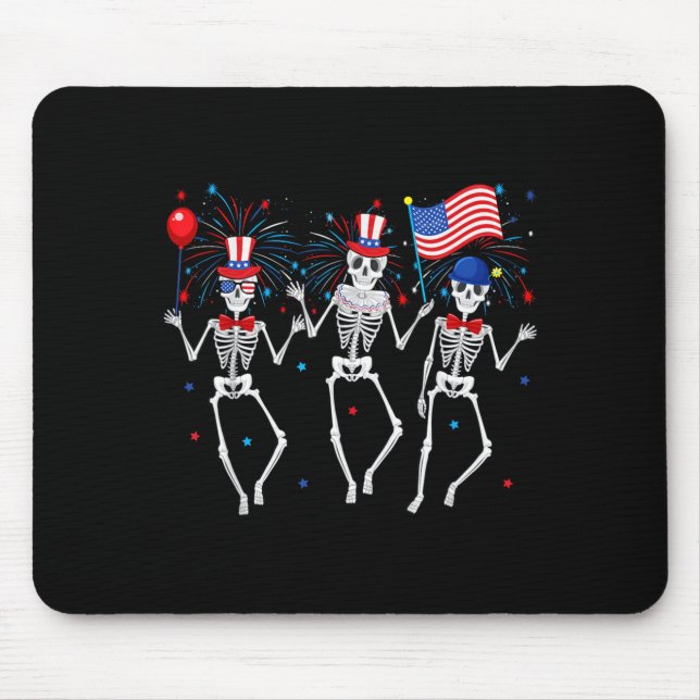 Dancing Skeletons 4th of July Funny Independence Mouse Pad (Front)
