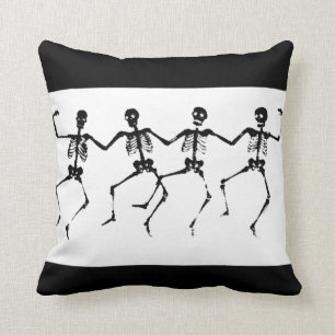 Dancing Skeletons (blacknwhite) Cushion