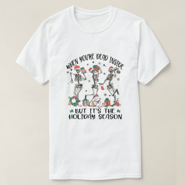 Dancing Skeletons Christmas. T-Shirt (Design Front)