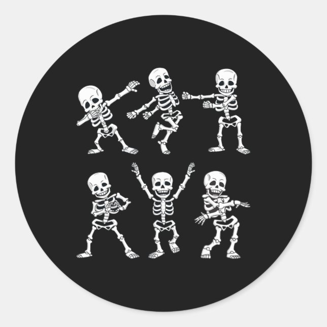Dancing Skeletons Dance Challenge Boys Girl Kids H Classic Round Sticker (Front)