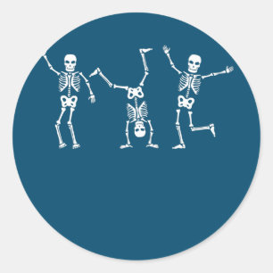 Dancing Skeletons Dance Challenge Halloween Scary Classic Round Sticker