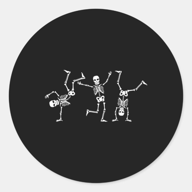 Dancing Skeletons Dance Challenge Halloween Scary  Classic Round Sticker (Front)
