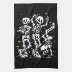 Dancing Skeletons Dance Challenge Halloween  Tea Towel