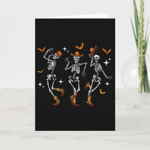 Dancing Skeletons Dance Cowboy Western Halloween C Card