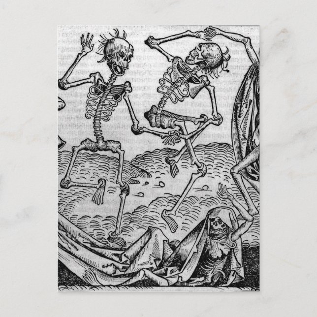 Dancing skeletons, 'Dance of Death' Postcard (Front)