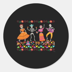 Dancing Skeletons Day Of The Dead Mexican Dia De L Classic Round Sticker