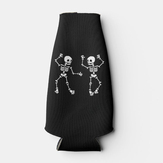 Dancing Skeletons Funny Dancing Lover Halloween Bottle Cooler (Front)