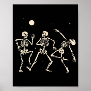 Dancing Skeletons Funny Halloween Skeleton Dancing Poster