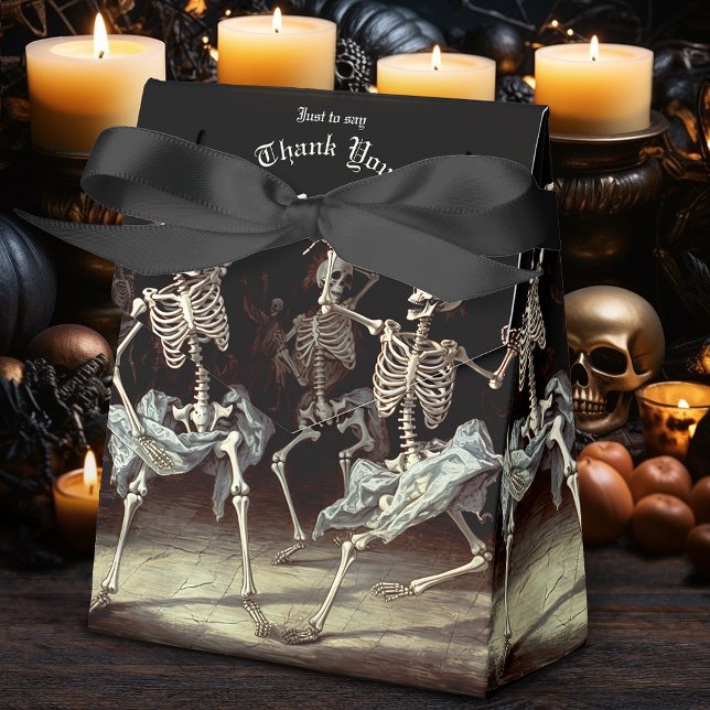 Dancing Skeletons Gothic Wedding Favour Box (Give the impression of Eternal Elegance with this Dancing Skeletons Gothic Wedding Favor Box. )