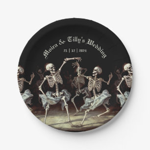 Dancing Skeletons Gothic Wedding Paper Plate
