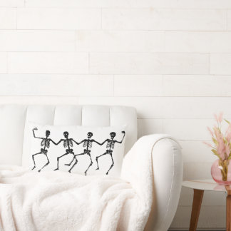 Dancing Skeletons Graphic – Vintage Woodcut Style  Lumbar Cushion