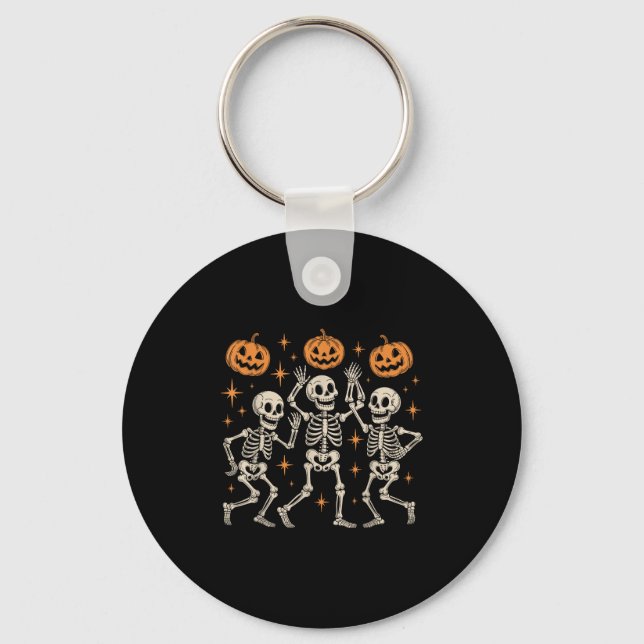 Dancing Skeletons Halloween Dance Of Death Macabre Key Ring (Front)