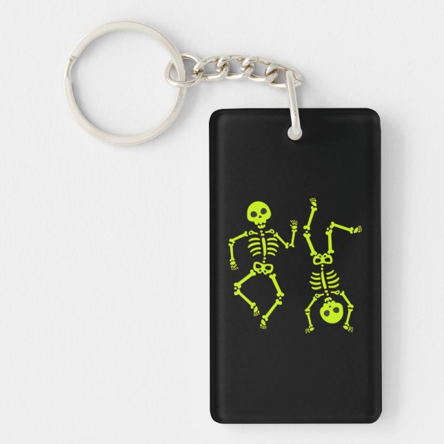 Dancing Skeletons Halloween For Boy Girl Youth Key Ring (Front)