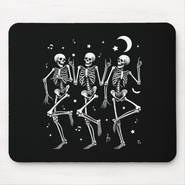 Dancing Skeletons Halloween Funny Skeleton Dance Mouse Pad (Front)