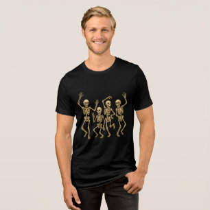 Dancing Skeletons Halloween Party Art Tri-Blend Shirt