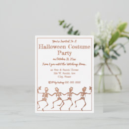 Dancing Skeletons Halloween Party Gold/Silver  Foil Invitation Postcard